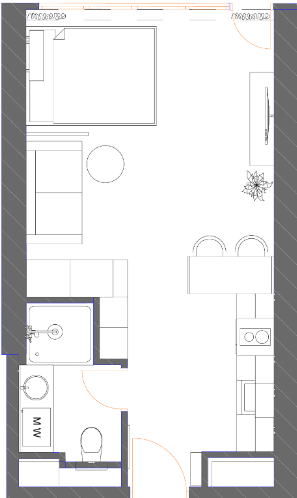 Studio, 34.9 m²