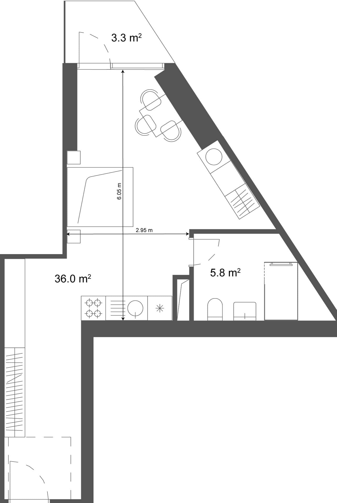 Студия, 39.3 м²