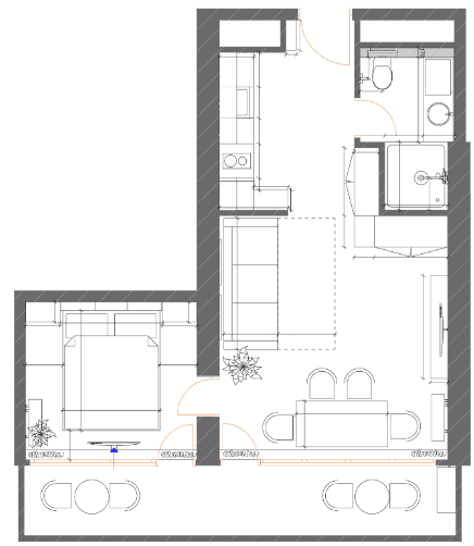 一居室, 45.9 m²