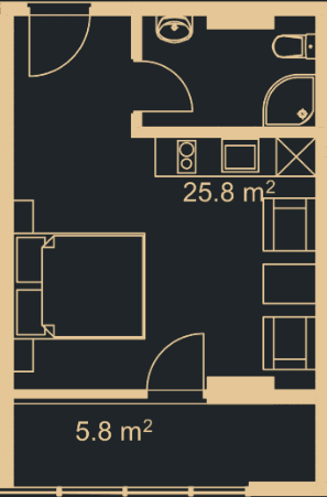 1-комн., 56.1 м²