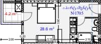 Студия, 32.8 м²