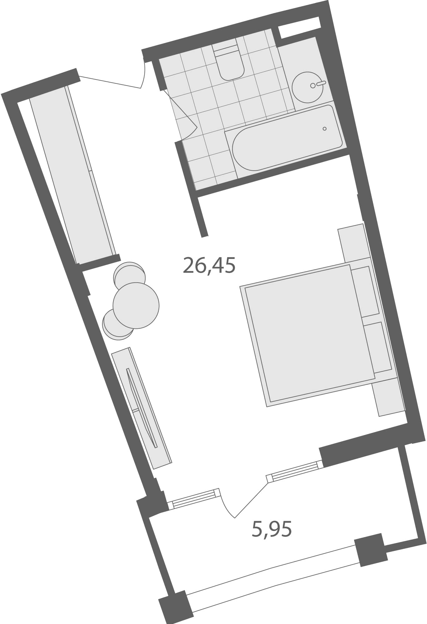 单间, 32.4 m²