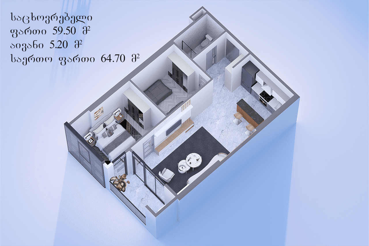2-room, 65.8 m²