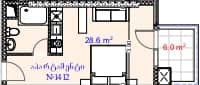 Студия, 34.6 м²