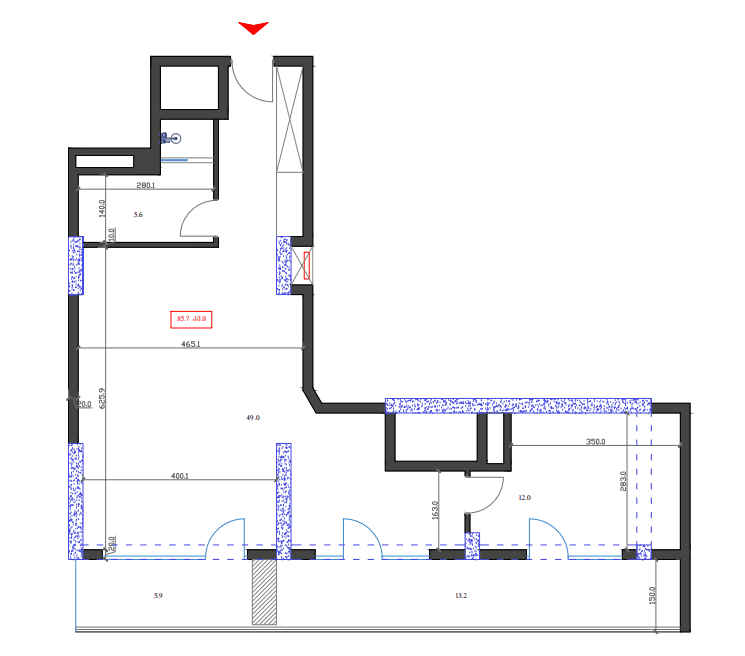Студия, 85.7 м²
