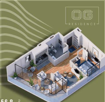 1-комн., 56.8 м²