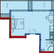 Studio, 45.1 m²