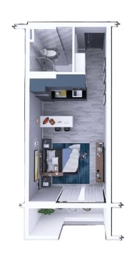 Студия, 33.5 м²