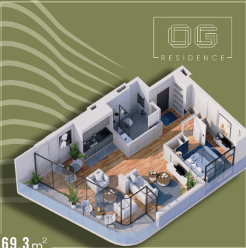 1-комн., 69.3 м²