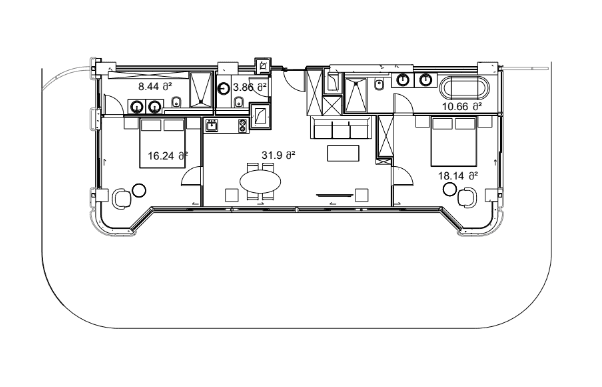 两居室, 197.1 m²