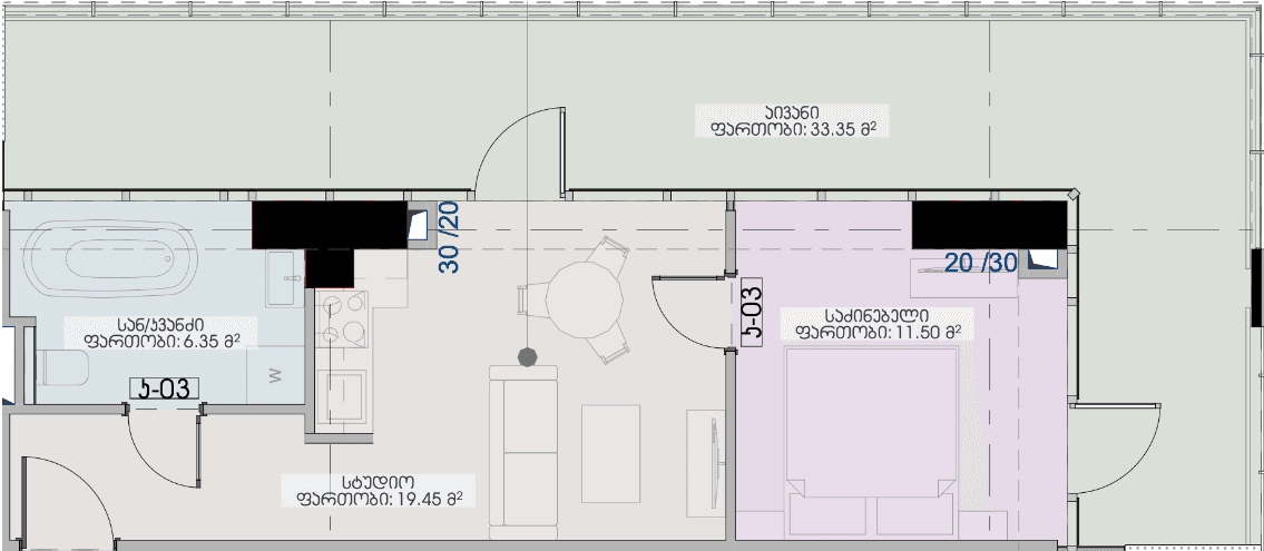 1-room, 70.7 m²