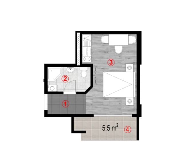Студия, 29.5 м²