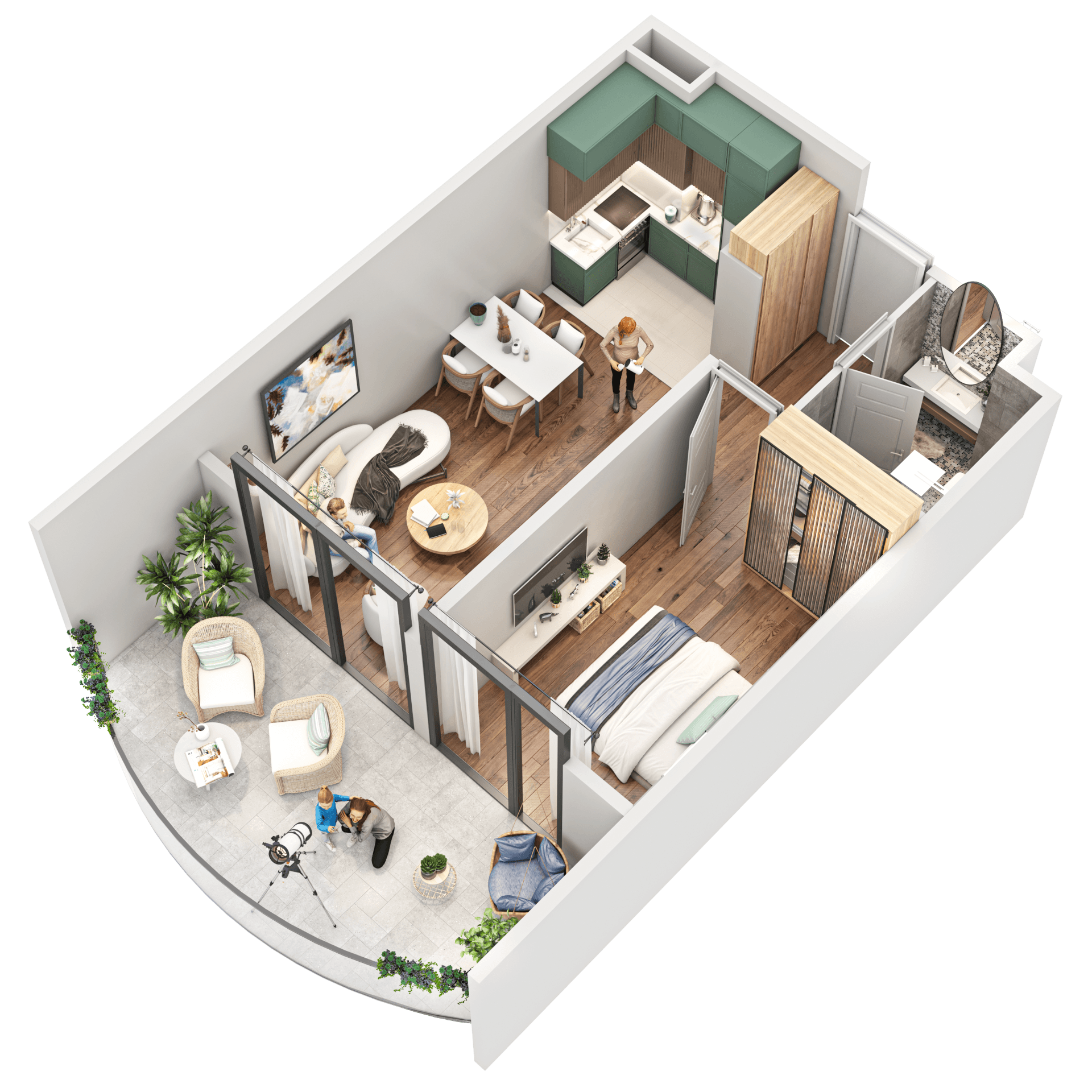 两居室, 58.5 m²