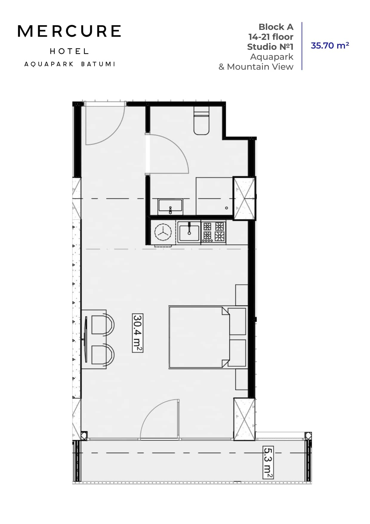 Studio, 35.7 m²
