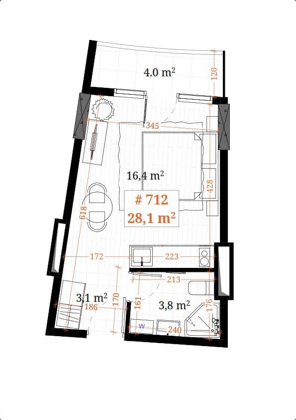 Studio, 28.1 m²