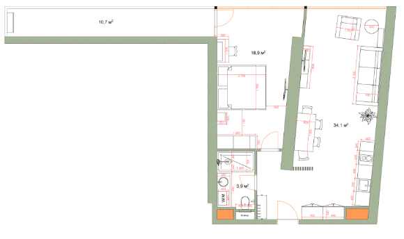 1-room, 70.2 m²