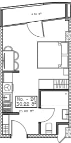 Студия, 30.2 м²