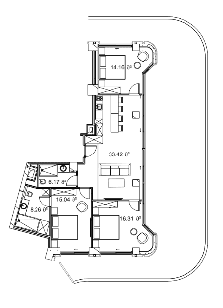 三居室, 203.8 m²