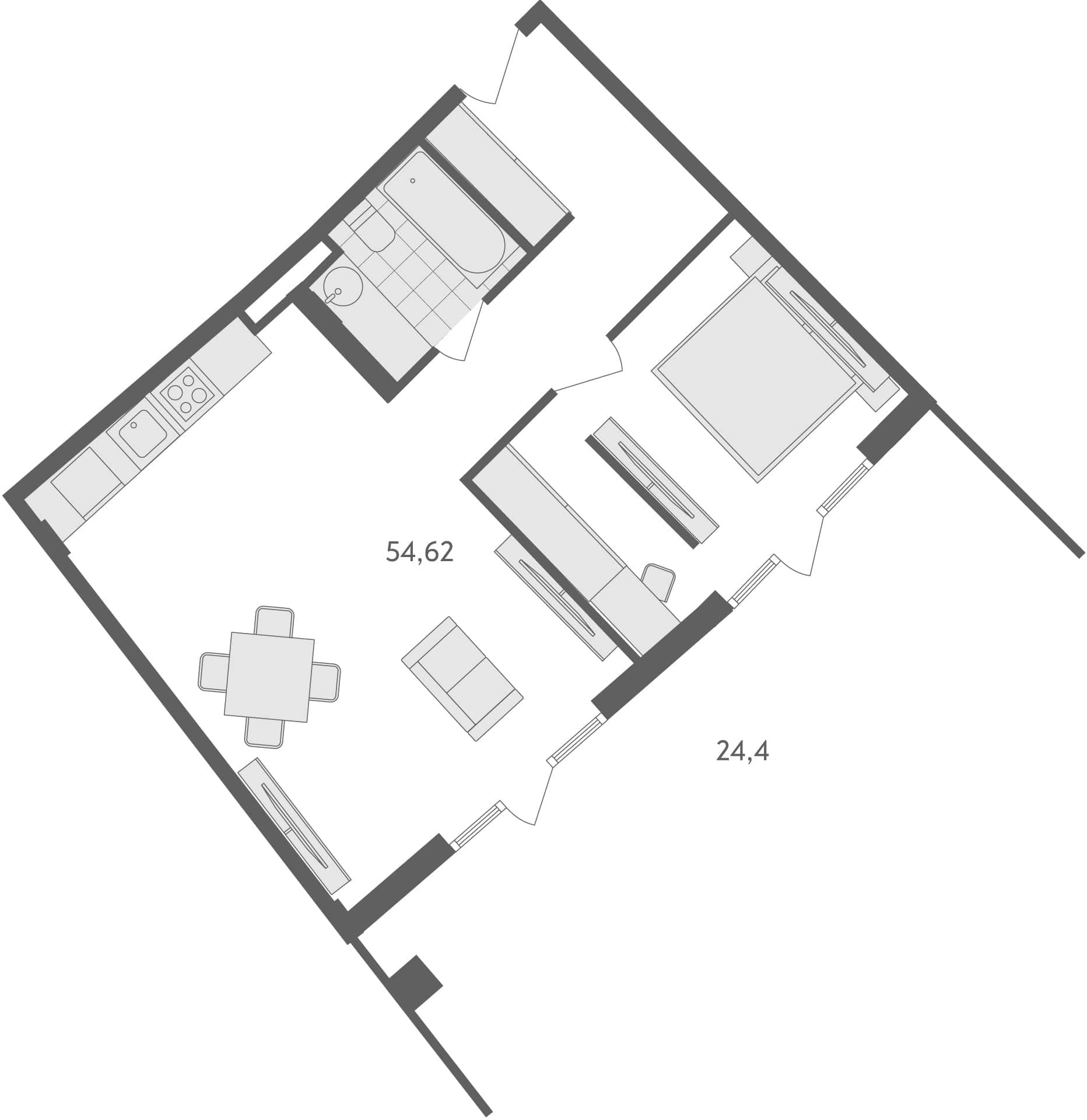 1-комн., 79 м²