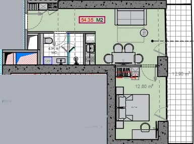 1-комн., 54.4 м²