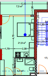 Studio, 34.7 m²