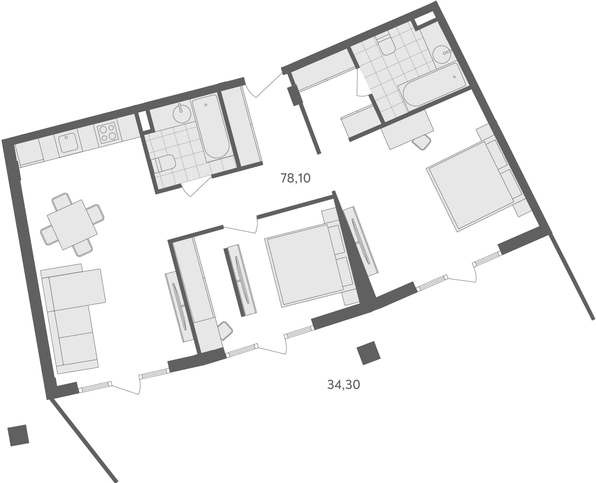 2-комн., 112.4 м²