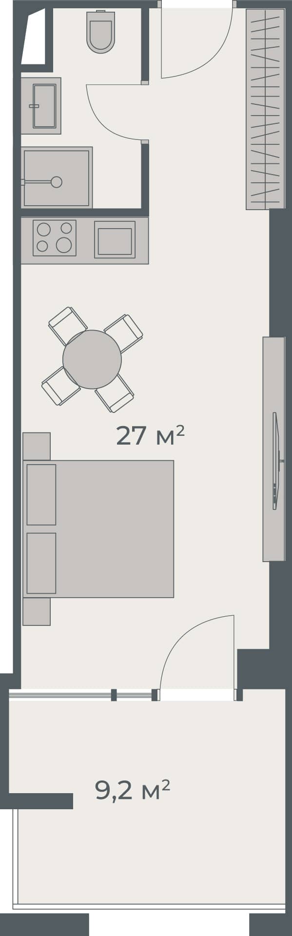 Студия, 36.2 м²