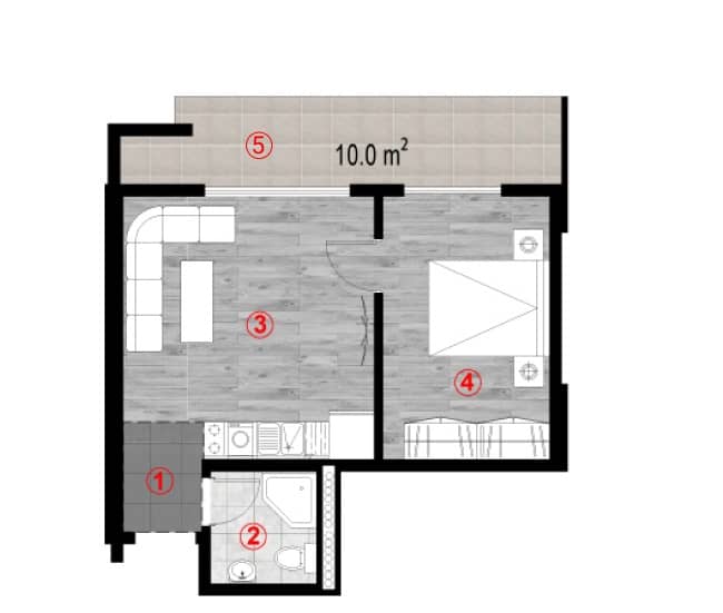 1-комн., 46 м²