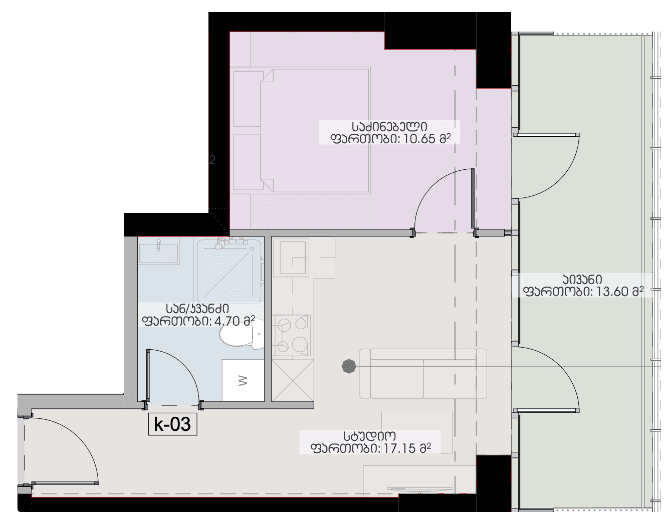 1-комн., 46.1 м²