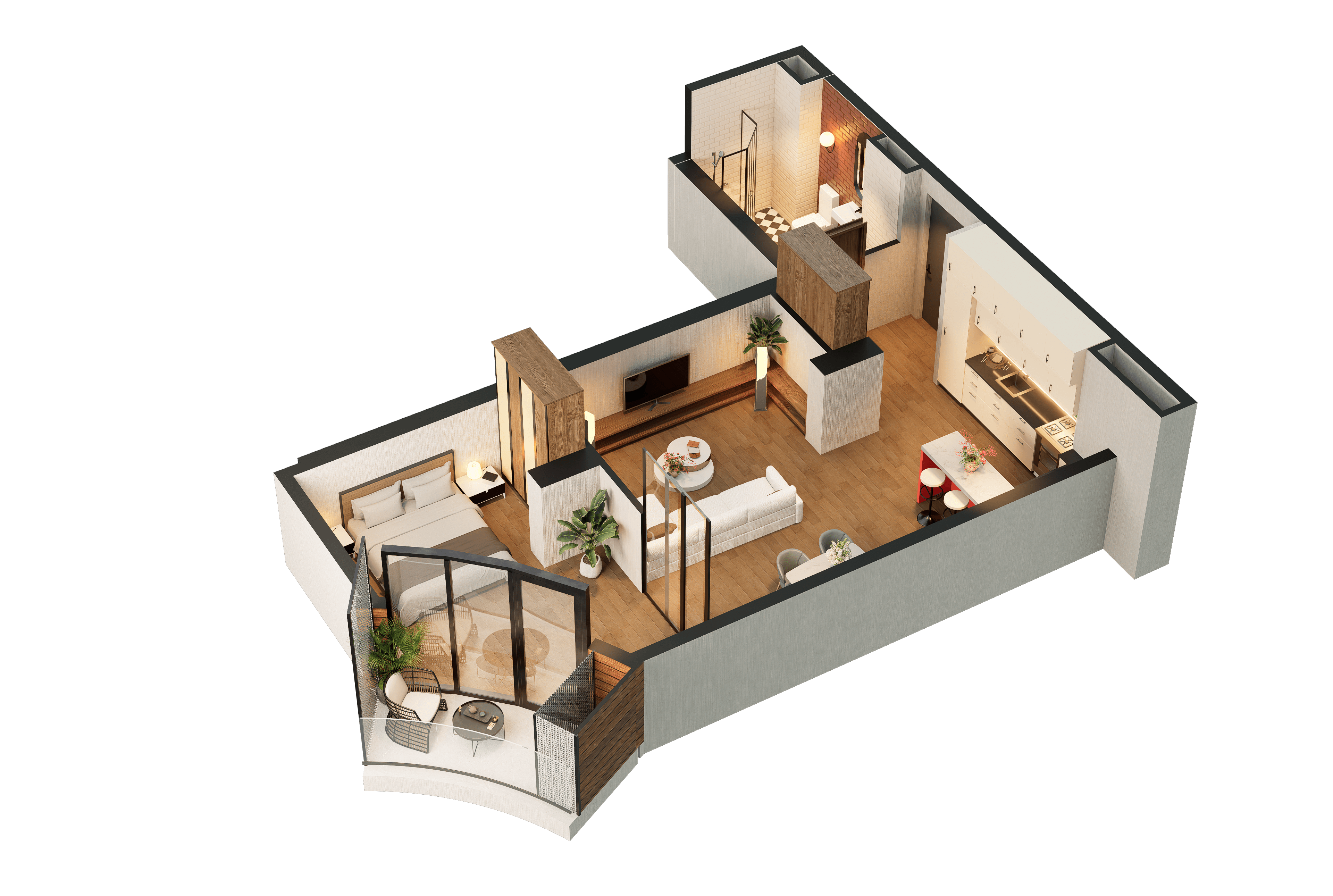 1-room, 58.8 m²