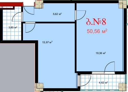 一居室, 66.9 m²