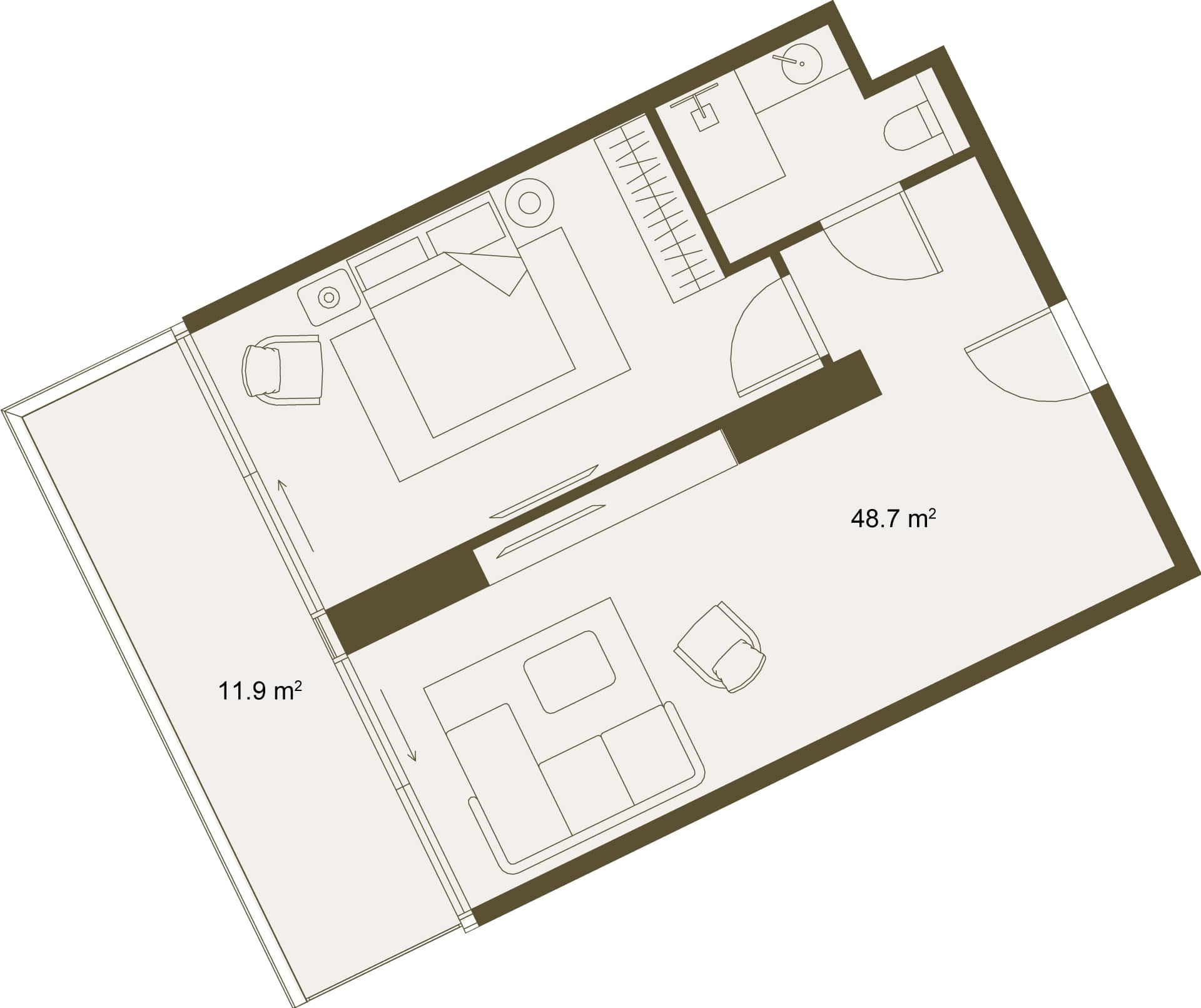 1-комн., 60.6 м²