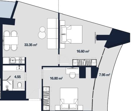 2-room, 79.3 m²