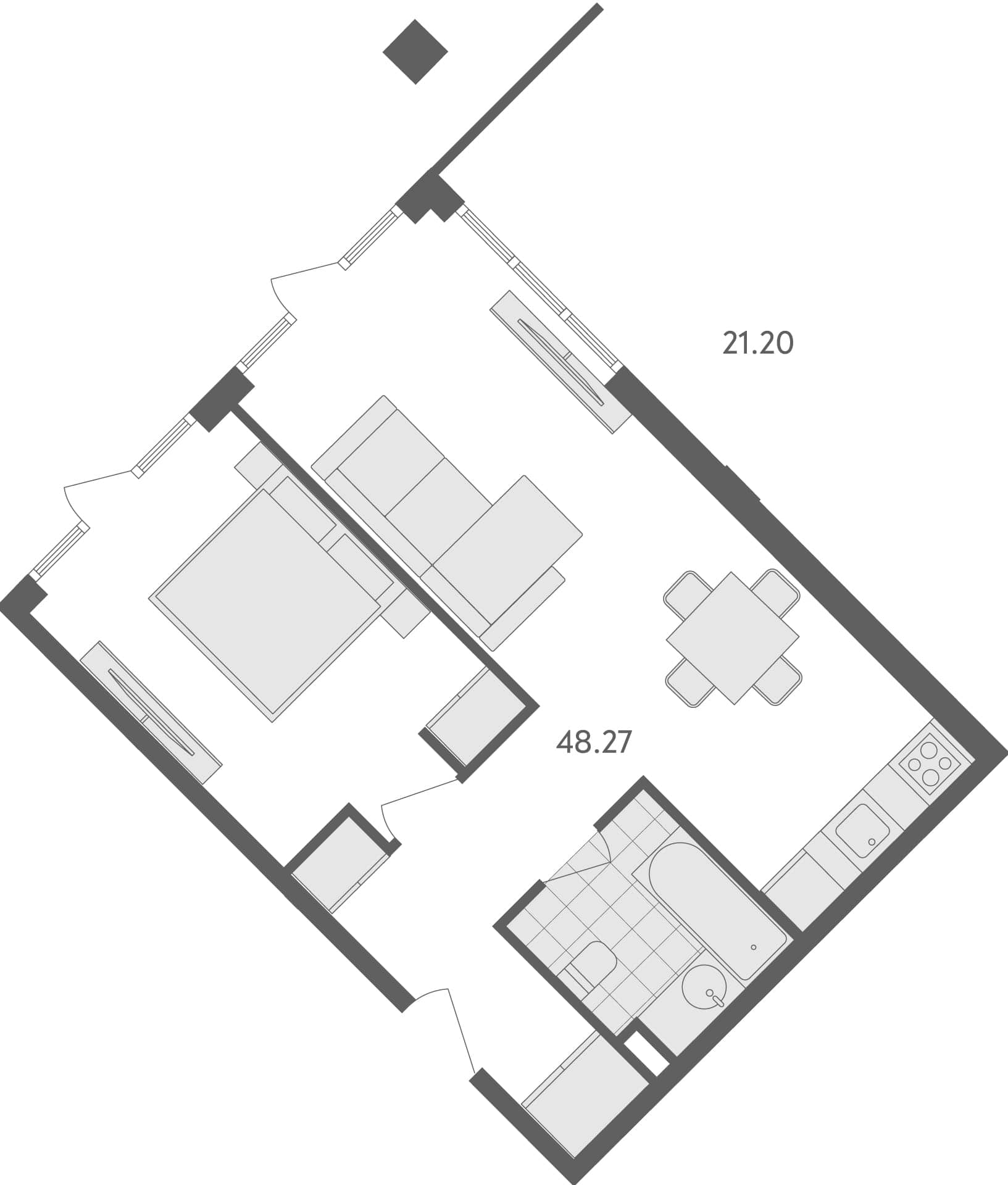 1-комн., 69.5 м²