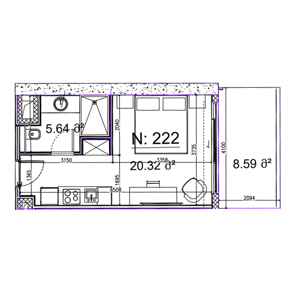 Студия, 47.8 м²