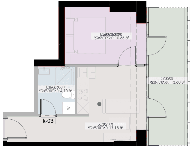 1-комн., 46.1 м²