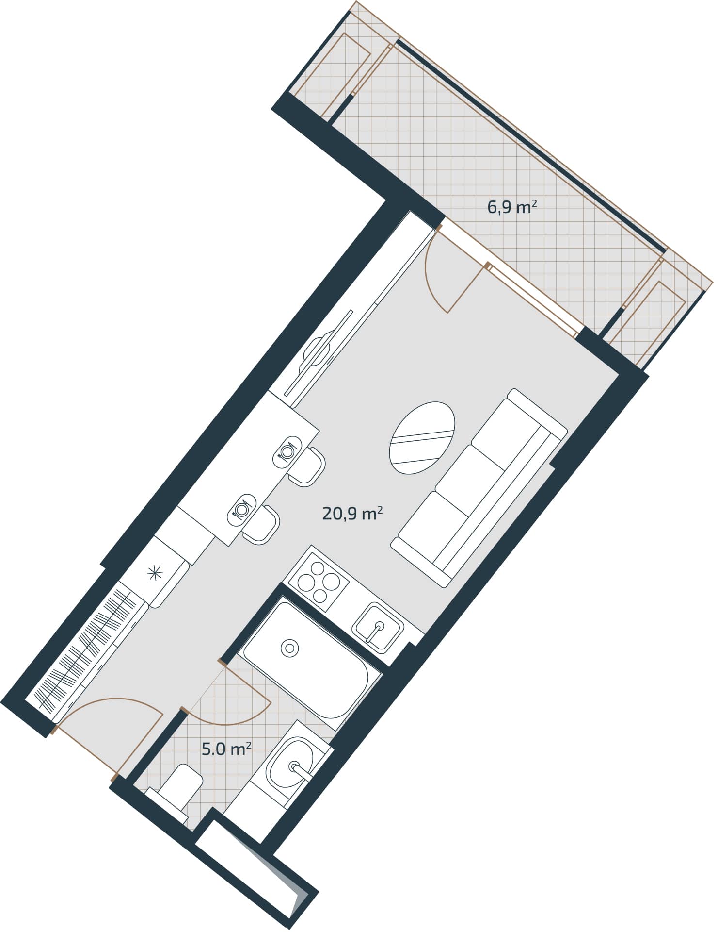 Studio, 32.8 m²