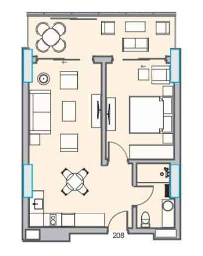 两居室, 65.1 m²