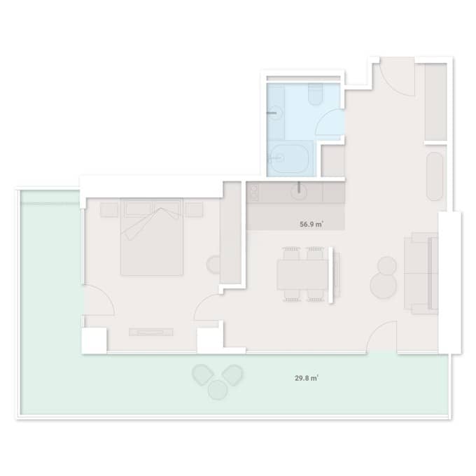2-room, 86.7 m²