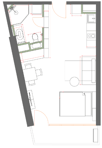 Студия, 40.3 м²