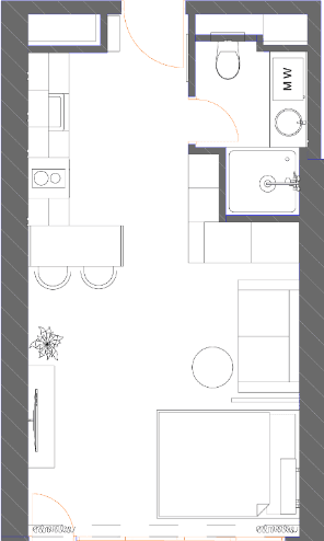 Студия, 34.9 м²