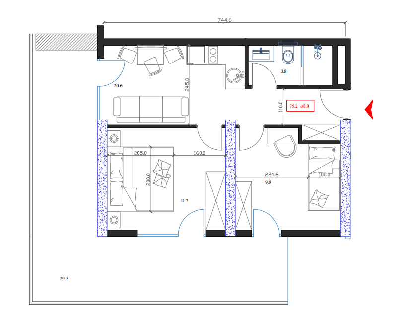 2-комн., 75.2 м²