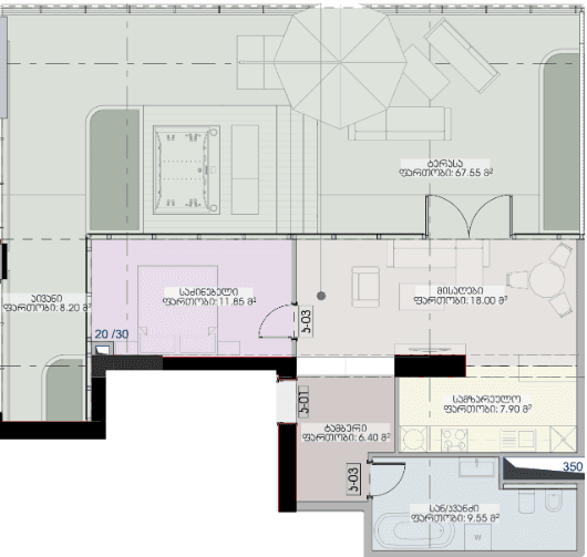 1-комн., 129.4 м²