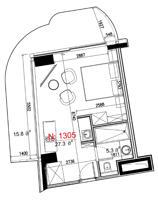 Студия, 48.4 м²