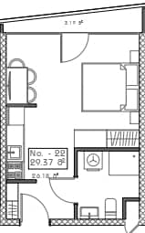 Студия, 29.4 м²
