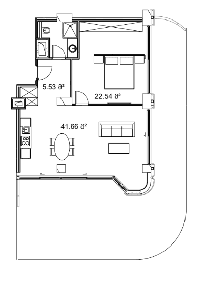 1-комн., 134.4 м²