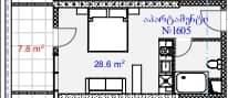 Студия, 36.4 м²