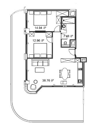 2-room, 141.6 m²