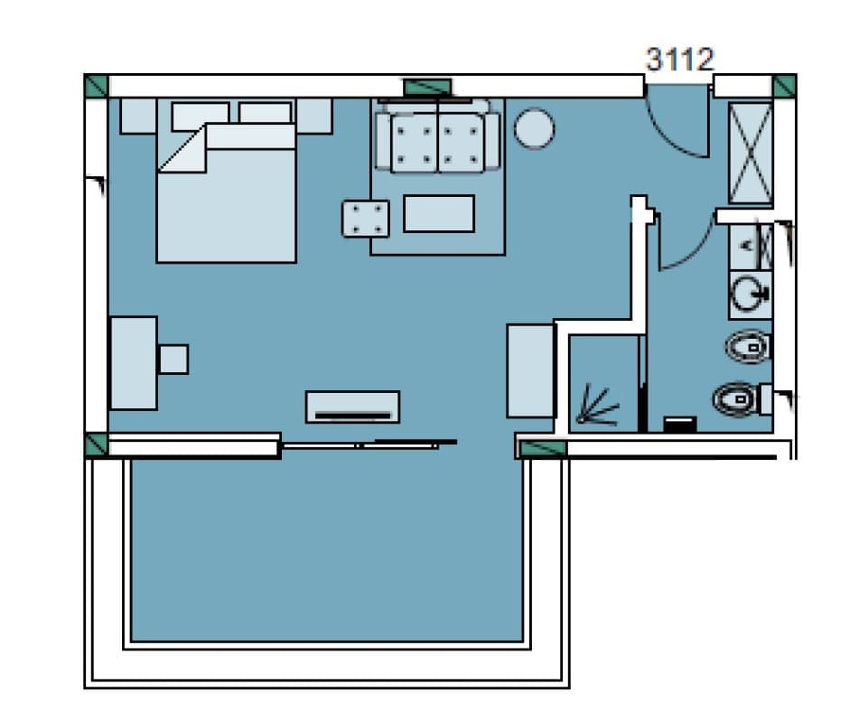Студия, 50.1 м²