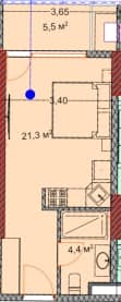单间, 31.3 m²